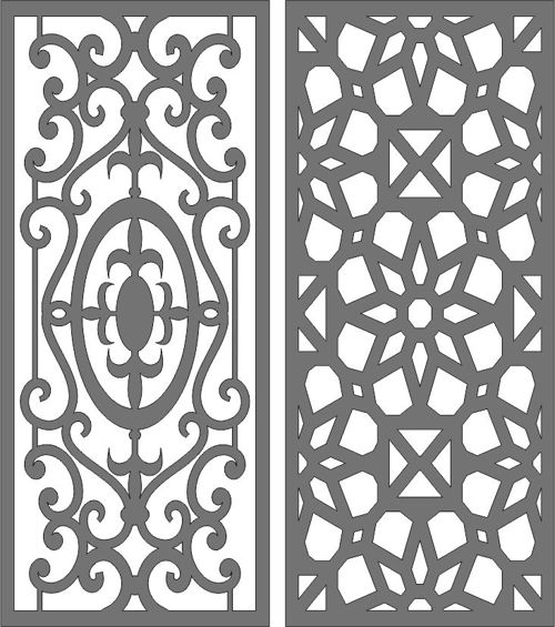 طرح پارتیشن پنجره درز گلدار صفحه پانل مجموعه برای برش لیزری - window partition seamless floral screen panels set for laser cut ve - برای دستگاه CNC چوب و لیزر (سی ان سی)