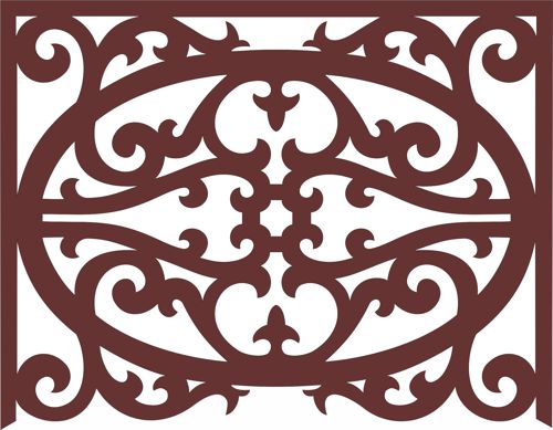 طرح گل گلدان یکپارچه هنری برای برش لیزر - window screen floral seamless art for laser cutting - برای دستگاه CNC چوب و لیزر (سی ان سی)