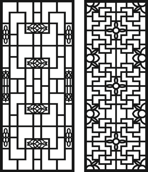 طرح‌های جداکننده‌ی درز توری پنجره برای برش لیزری روکش - window screen lattice seamless separator designs set for laser cut ve - برای دستگاه CNC چوب و لیزر (سی ان سی)