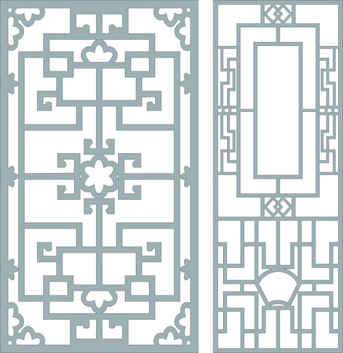 طرح پنجره توری شبکه‌ای درز قلاب مربعی الگو الگو - window screen lattice seamless square hook pattern - برای دستگاه CNC چوب و لیزر (سی ان سی)