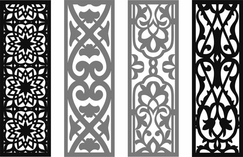 طرح مجموعه پانل‌های درز پنجره توری برای برش لیزری - window screen seamless panels collection for laser cutting - برای دستگاه CNC چوب و لیزر (سی ان سی)