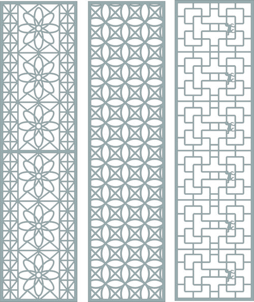 طرح پنجره درز پانل‌های شبکه‌ای تنظیم شده نصب - window seamless lattice panels set - برای دستگاه CNC چوب و لیزر (سی ان سی)