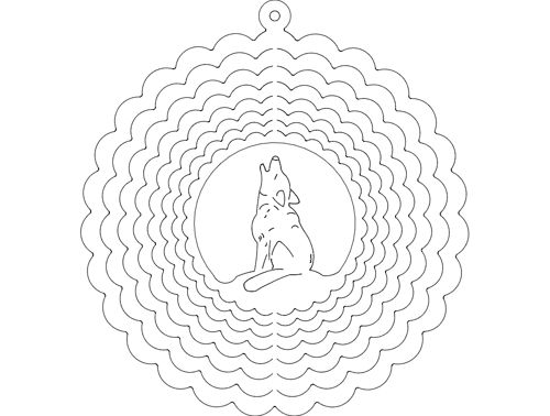 طرح چرخنده باد گرگ - wind spinner wolf - برای دستگاه CNC چوب و لیزر (سی ان سی)