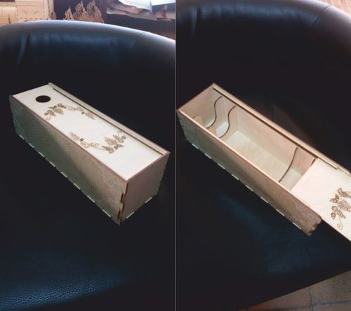 طرح جعبه بطری نوشابه با درب کشویی جعبه هدیه - wine bottle box with sliding lid gift box ve - برای دستگاه CNC چوب و لیزر (سی ان سی)