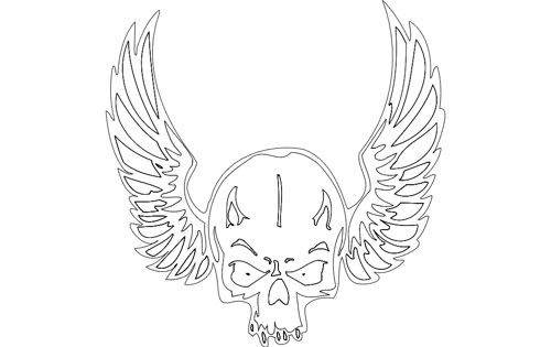 طرح بال جمجمه - wing skull - برای دستگاه CNC چوب و لیزر (سی ان سی)
