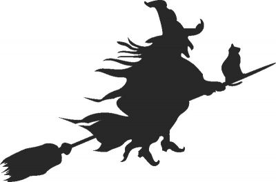 طرح جادوگر و گربه‌اش در حال پرواز آزاد - witch and her cat flying - برای دستگاه CNC چوب و لیزر (سی ان سی)