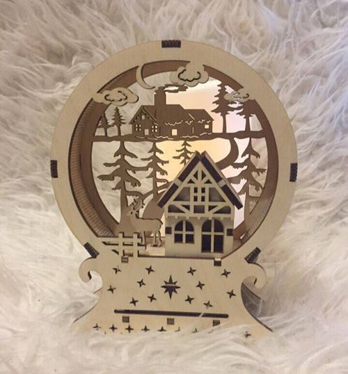 طرح چراغ کریسمس چوبی میلی متری لیزر - wood christmas lamp 4mm laser cut ve - برای دستگاه CNC چوب و لیزر (سی ان سی)