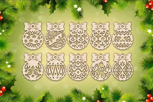 طرح تزئینات و تزئینات کریسمس چوبی برش لیزری - wood christmas ornaments and decorations laser cut ve - برای دستگاه CNC چوب و لیزر (سی ان سی)