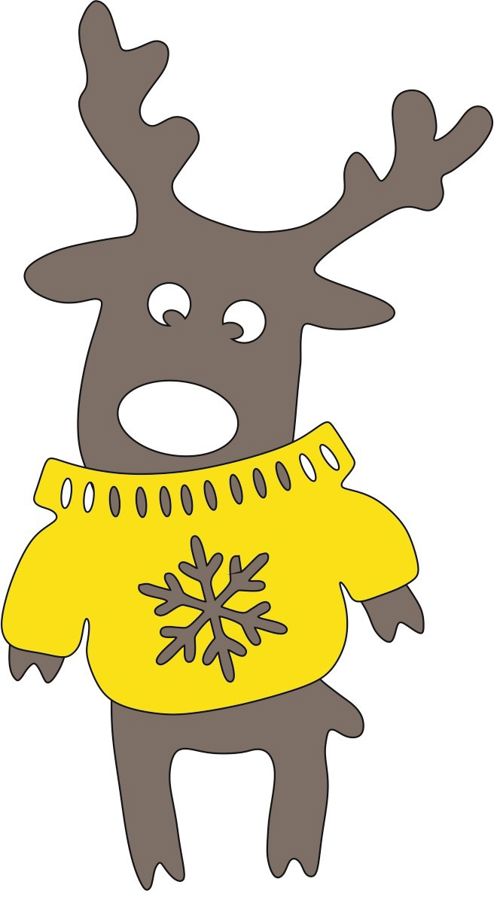 طرح کاردستی چوبی گوزن در ژاکت برش لیزری - wood craft deer in sweater laser cut ve - برای دستگاه CNC چوب و لیزر (سی ان سی)