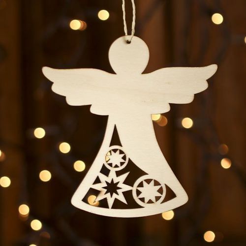 طرح چوبی فرشته کریسمس تزئینی لیزری - wooden angel christmas ornament laser cut ve - برای دستگاه CNC چوب و لیزر (سی ان سی)