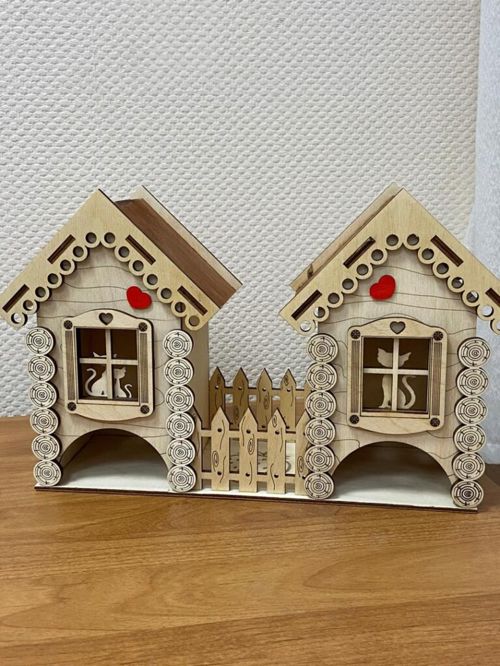 طرح برش خانه گربه چوبی برای برش لیزری - wooden cat house cutting for laser cut ve - برای دستگاه CNC چوب و لیزر (سی ان سی)
