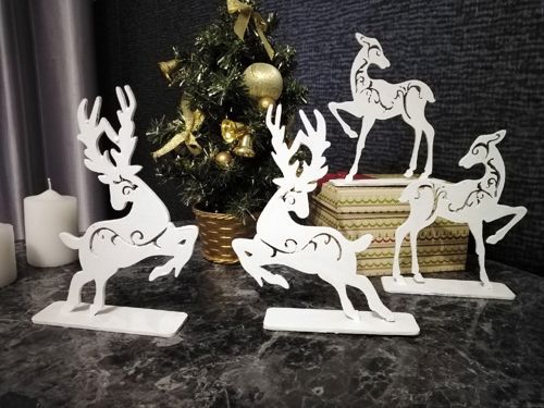 طرح تزئینات چوبی کریسمس گوزن لیزری - wooden christmas deer decorations laser cut ve - برای دستگاه CNC چوب و لیزر (سی ان سی)