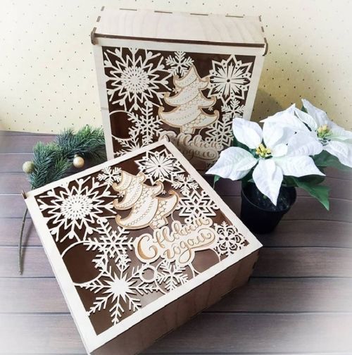 طرح wooden-christmas-eve-box-decorative-holiday-gift-box-250x250x80-laser-cut-ve
