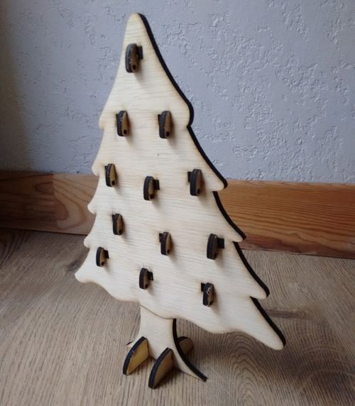 طرح تقویم چوبی درخت کریسمس ظهور میلی‌متری لیزری - wooden christmas tree advent calendar 5mm laser cut - برای دستگاه CNC چوب و لیزر (سی ان سی)
