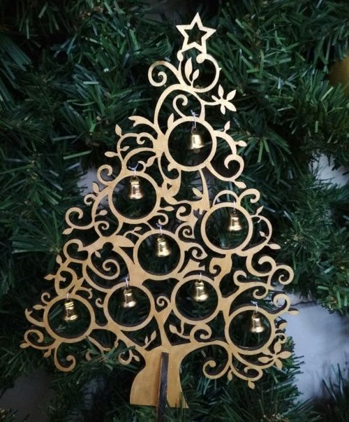 طرح تزئینات چوبی درخت کریسمس برش لیزری - wooden christmas tree decorations laser cut ve - برای دستگاه CNC چوب و لیزر (سی ان سی)