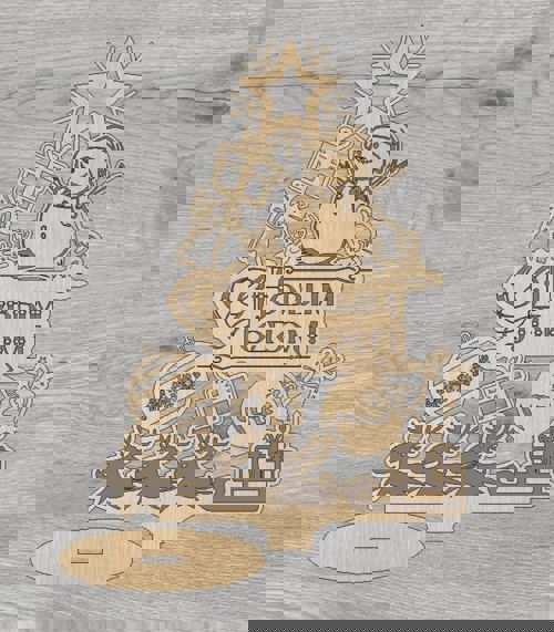 طرح دکور درخت کریسمس چوبی لیزر - wooden christmas tree decor laser cut ve - برای دستگاه CNC چوب و لیزر (سی ان سی)