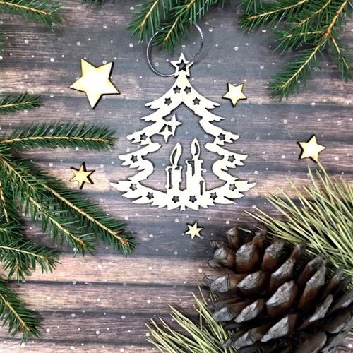 طرح آویزهای چوبی درخت کریسمس لیزری - wooden christmas tree pendants laser cut ve - برای دستگاه CNC چوب و لیزر (سی ان سی)