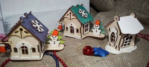 طرح روستای چوبی کریسمس برش لیزری - wooden christmas village laser cut ve - برای دستگاه CNC چوب و لیزر (سی ان سی)