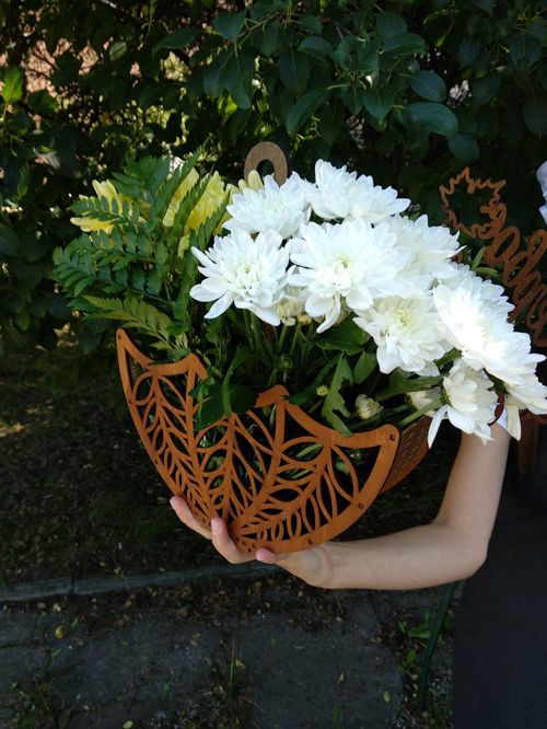 طرح سبد گل چوبی تزئینی برای برش لیزری قاب - wooden decorative flower basket for laser cut ve - برای دستگاه CNC چوب و لیزر (سی ان سی)