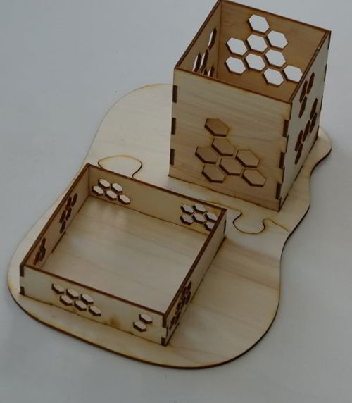 طرح میز چوبی سازماندهنده برای مداد های میلی متری لیزر - wooden desk organizer for pencils 3mm laser cut ve - برای دستگاه CNC چوب و لیزر (سی ان سی)