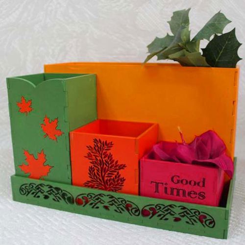 طرح میز چوبی سازماندهنده لوازم اداری انبار برش لیزری - wooden desk organizer office supplies storage laser cut ve - برای دستگاه CNC چوب و لیزر (سی ان سی)