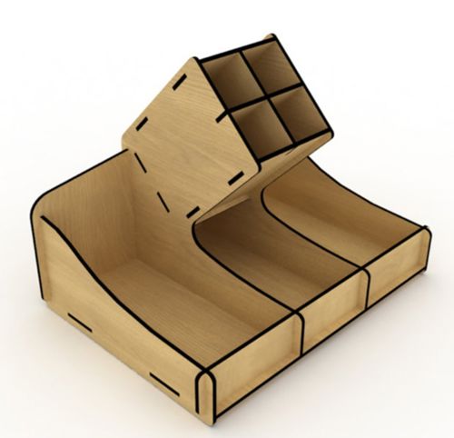 طرح میز چوبی مداد نگهدارنده سازماندهنده - wooden desk pencil holder organizers ve - برای دستگاه CNC چوب و لیزر (سی ان سی)
