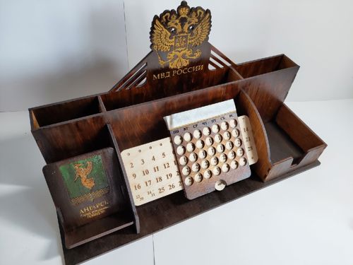 طرح میز چوبی سازمان‌دهنده لوازم اداری انبار - wooden desktop organizer office supplies storage ve - برای دستگاه CNC چوب و لیزر (سی ان سی)