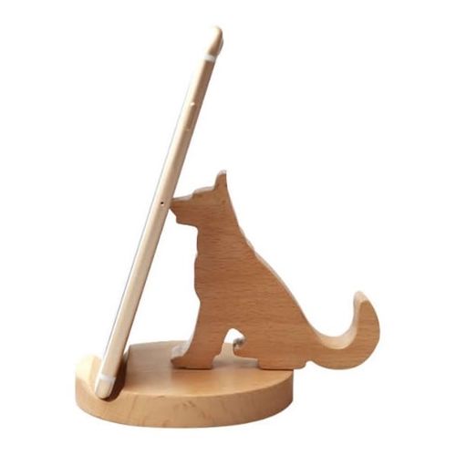 طرح پایه نگهدارنده تلفن همراه سگ چوبی لیزری - wooden dog cell phone holder stand laser cut ve - برای دستگاه CNC چوب و لیزر (سی ان سی)