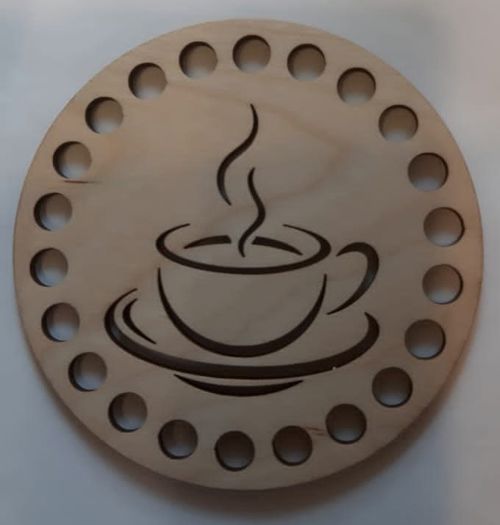 طرح زیرلیوانی قهوه ای حکاکی شده چوبی برای برش لیزری - wooden engraved coffee coaster for laser cut ve - برای دستگاه CNC چوب و لیزر (سی ان سی)