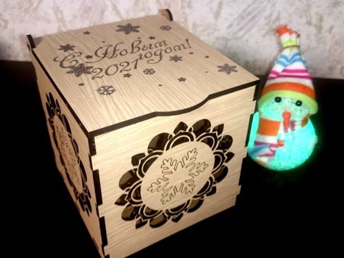طرح جعبه کادو چوبی با درب برای کریسمس عروسی لیزری - wooden gift box with lid for christmas wedding laser cut ve - برای دستگاه CNC چوب و لیزر (سی ان سی)