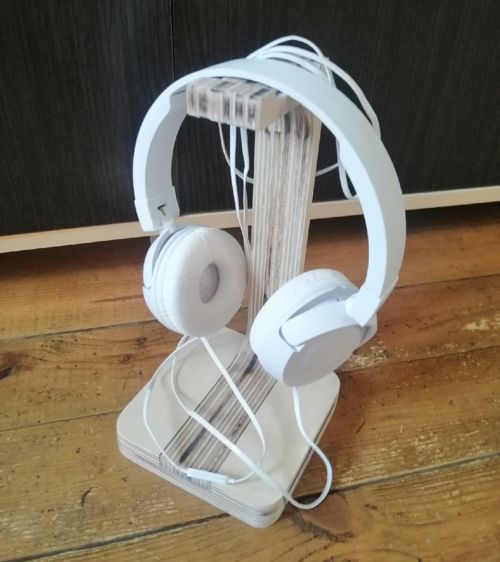 طرح پایه هدفون چوبی هدست نگهدارنده برای برش لیزری - wooden headphone stand headset holde for laser cutting ve - برای دستگاه CNC چوب و لیزر (سی ان سی)