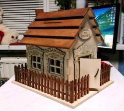 طرح مدل خانه چوبی برای برش لیزری - wooden house model for laser cut ve - برای دستگاه CNC چوب و لیزر (سی ان سی)