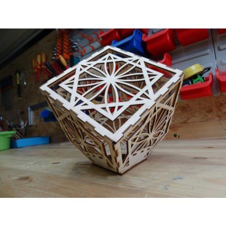 طرح قالب لامپ مکعبی حکاکی لیزری چوبی - wooden laser engraved cube lamp template - برای دستگاه CNC چوب و لیزر (سی ان سی)