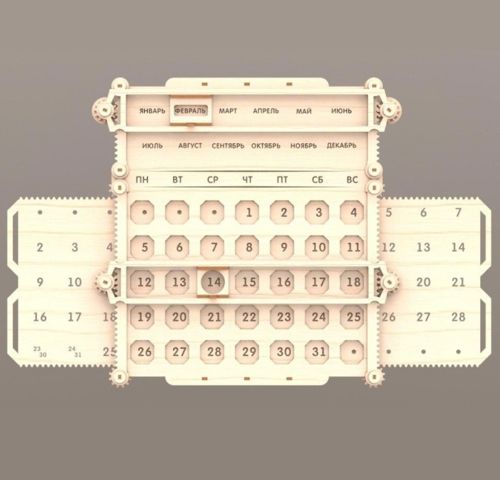 طرح تقویم مکانیکی چوبی برای برش لیزری - wooden mechanical calendar for laser cutting ve - برای دستگاه CNC چوب و لیزر (سی ان سی)
