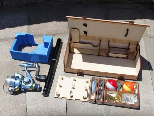 طرح جعبه وسایل ماهیگیری مینی چوبی برش لیزری - wooden mini fishing tackle box laser cut ve - برای دستگاه CNC چوب و لیزر (سی ان سی)