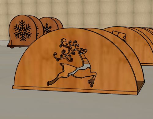 طرح جا دستمال چوبی تزئینات گوزن کریسمس لیزر - wooden napkin holder christmas deer decorations laser cut - برای دستگاه CNC چوب و لیزر (سی ان سی)