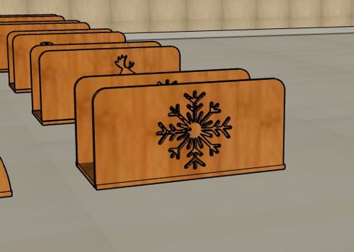 طرح جا دستمال چوبی تزئینات درخت کریسمس دانه‌های برف لیزر - wooden napkin holder christmas tree ornaments snowflaks laser cut - برای دستگاه CNC چوب و لیزر (سی ان سی)