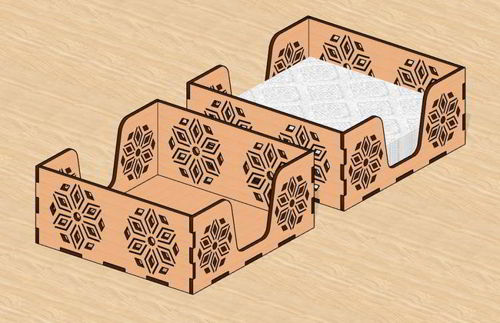 طرح جا دستمال چوبی لیزری - wooden napkin holder laser cut ve - برای دستگاه CNC چوب و لیزر (سی ان سی)