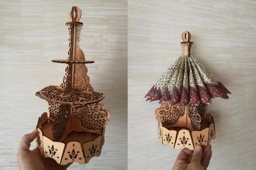 طرح جا دستمال چوبی برش لیزری - wooden napkin holder laser cutting ve - برای دستگاه CNC چوب و لیزر (سی ان سی)