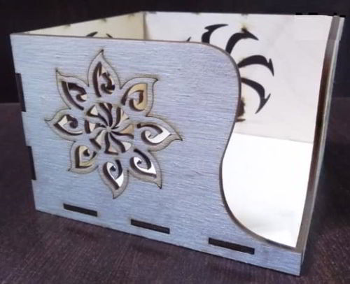 طرح جا دستمال چوبی با الگو برش لیزری - wooden napkin holder with pattern laser cutting - برای دستگاه CNC چوب و لیزر (سی ان سی)