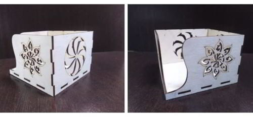 طرح جا دستمال چوبی با الگو برش لیزری - wooden napkin holder with pattern laser cutting ve - برای دستگاه CNC چوب و لیزر (سی ان سی)