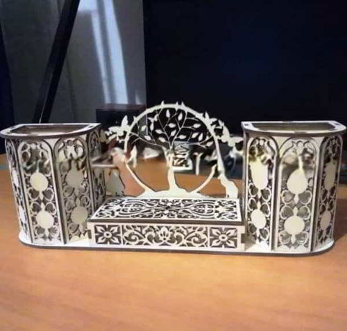 طرح میز اداری چوبی سازماندهنده طرح جا قلمی پایه برش لیزری - wooden office desk organizer design pen holder stand laser cut ve - برای دستگاه CNC چوب و لیزر (سی ان سی)