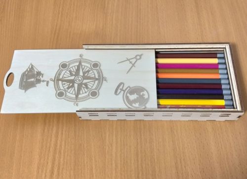 طرح جعبه مداد چوبی درب کشویی مخصوص برش لیزری - wooden pencil case sliding lid box for laser cut ve - برای دستگاه CNC چوب و لیزر (سی ان سی)