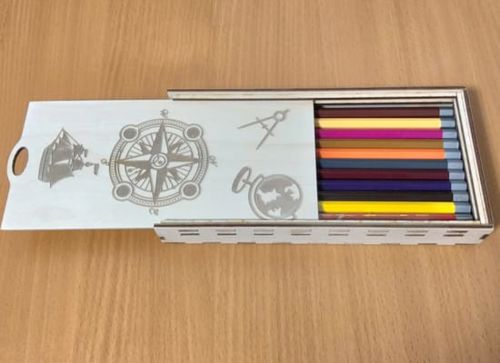 طرح جعبه مداد چوبی درب کشویی لیزری - wooden pencil case sliding lid box laser cut ve - برای دستگاه CNC چوب و لیزر (سی ان سی)