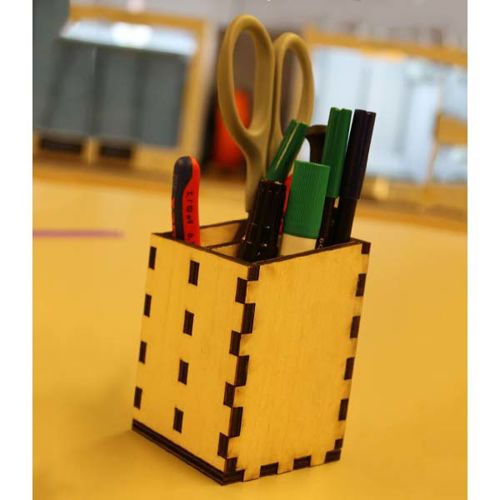 طرح جا مداد چوبی مداد سازماندهنده جعبه قلم برش لیزری - wooden pencil holder desk organizer pen box laser cut ve - برای دستگاه CNC چوب و لیزر (سی ان سی)
