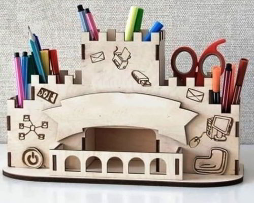طرح میز اداری مداد چوبی لیزری - wooden pencil organizer office desk organizer laser cut ve - برای دستگاه CNC چوب و لیزر (سی ان سی)