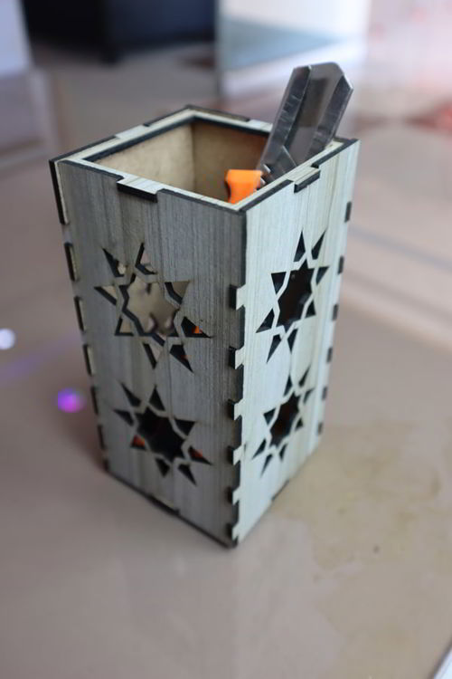 طرح جا قلمی چوبی میز سازماندهنده برش لیزری - wooden pen holder desk organizer laser cut ve - برای دستگاه CNC چوب و لیزر (سی ان سی)