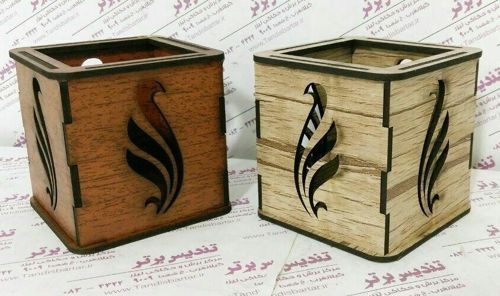 طرح جا قلمی چوبی برای برش لیزری - wooden pen holder for laser cut ve - برای دستگاه CNC چوب و لیزر (سی ان سی)