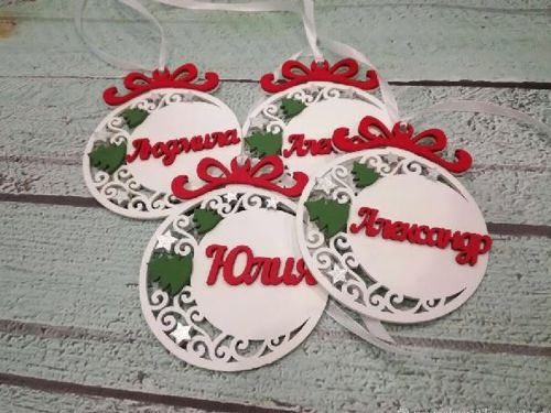 طرح آویزهای کریسمس شخصی شده چوبی لیزر - wooden personalized christmas ornaments pendants laser cut ve - برای دستگاه CNC چوب و لیزر (سی ان سی)
