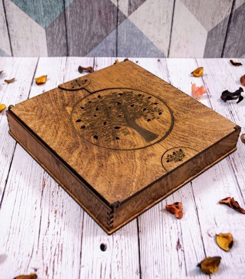 طرح جعبه آلبوم عکس چوبی میلی متری برای برش لیزر - wooden photo album box 4mm for laser cut ve - برای دستگاه CNC چوب و لیزر (سی ان سی)